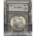 1891 MS61 Morgan Dollar (ICG)