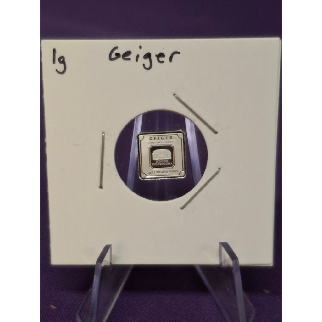 1g Geiger Premium Silver w/serial number (No Assay)