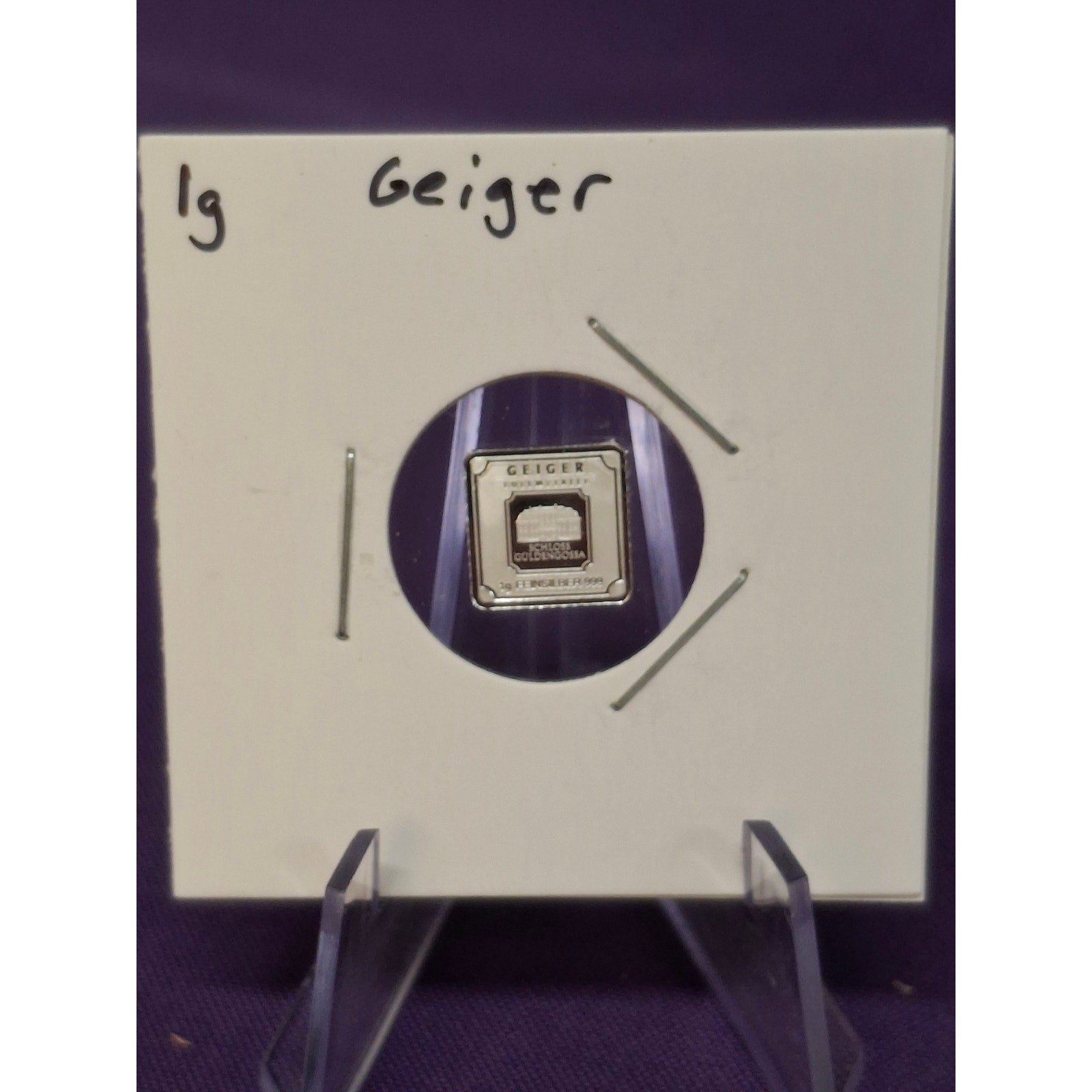 1g Geiger Premium Silver w/serial number (No Assay)