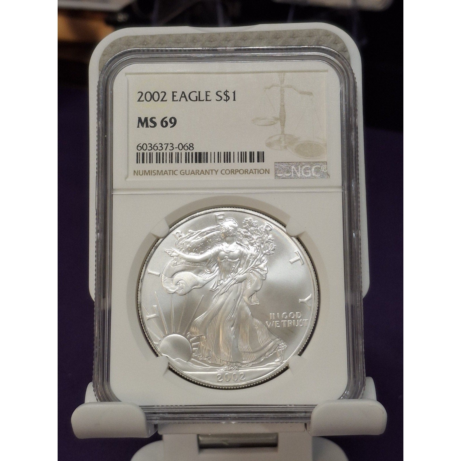 2002 American Silver Eagle Coin - NGC MS69