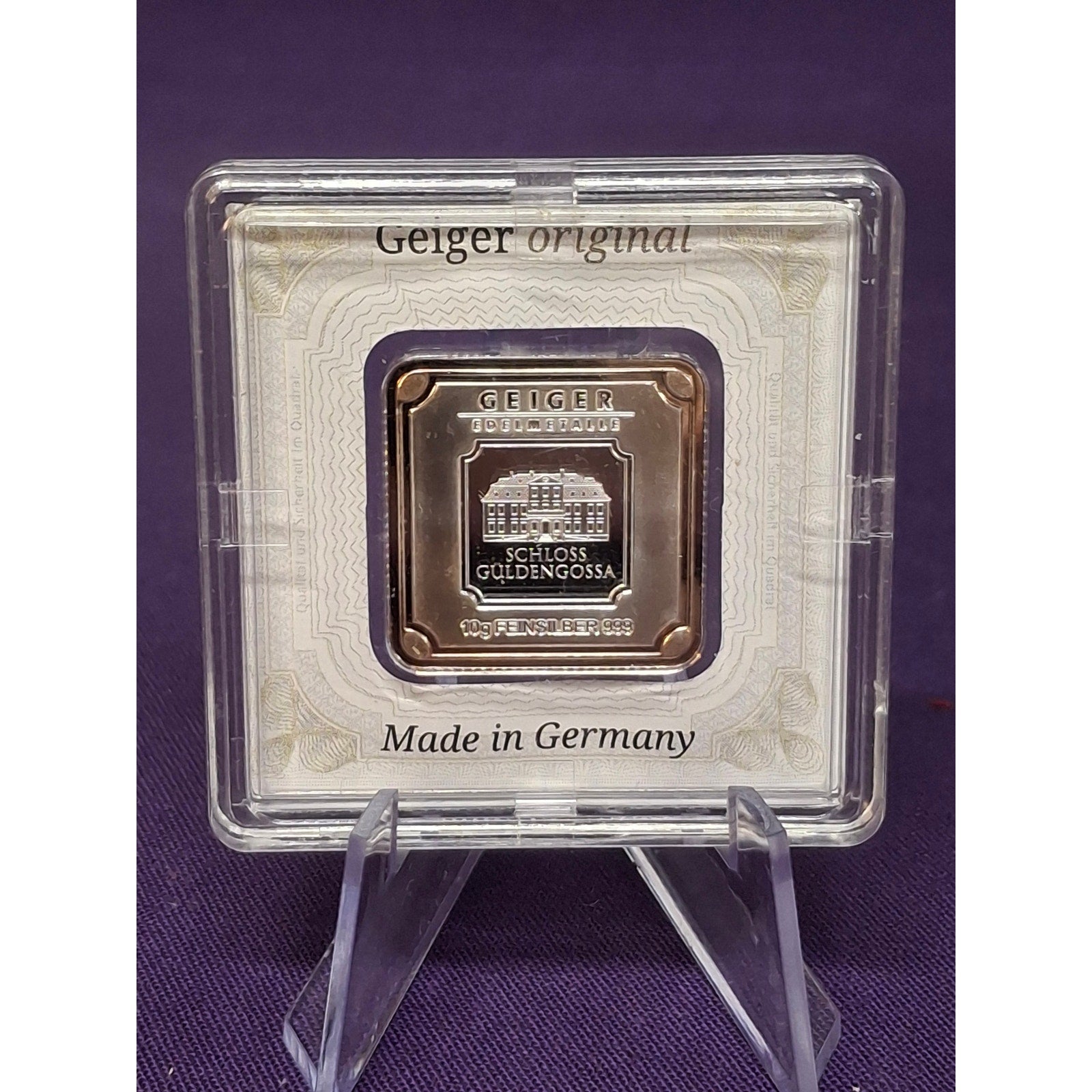 10g Geiger Premium Silver in Assay