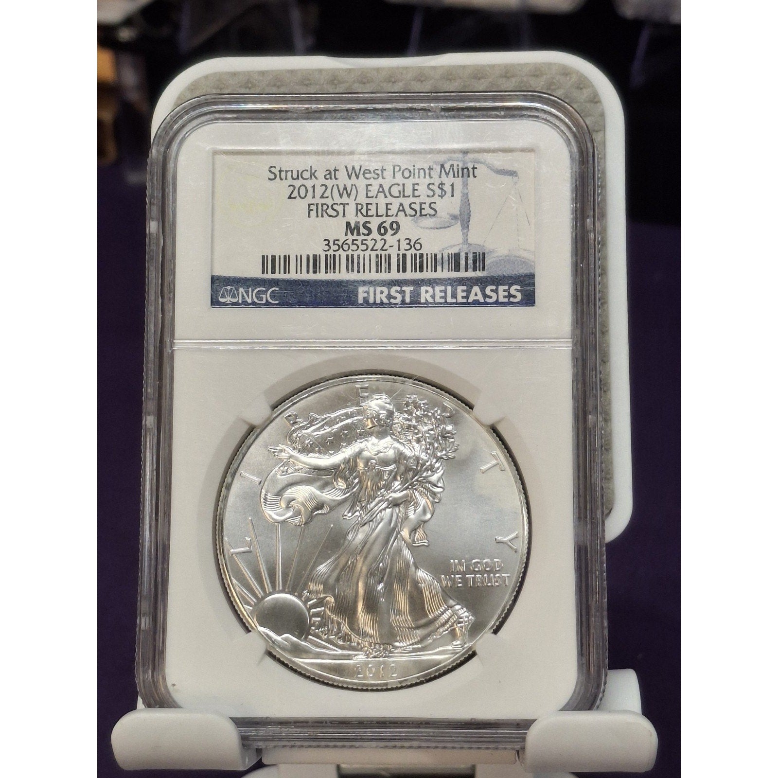 2012 W SILVER EAGLE $1 NGC MS69 FIRST RELEASE