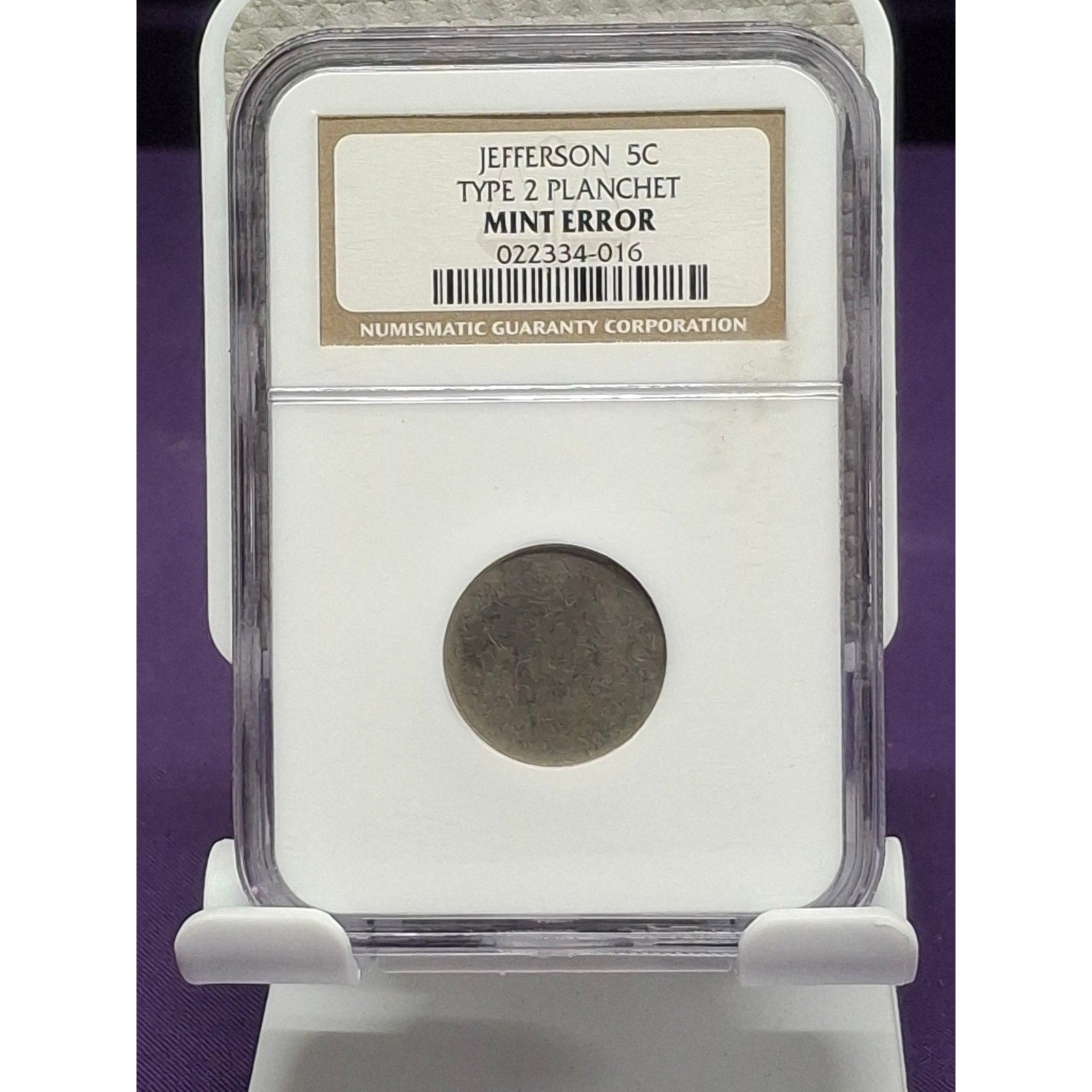 Jefferson Nickel Type 2 Mint Error